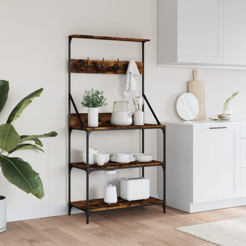 Aaira 84cm Metal Baker's Rack, Smoked Oak