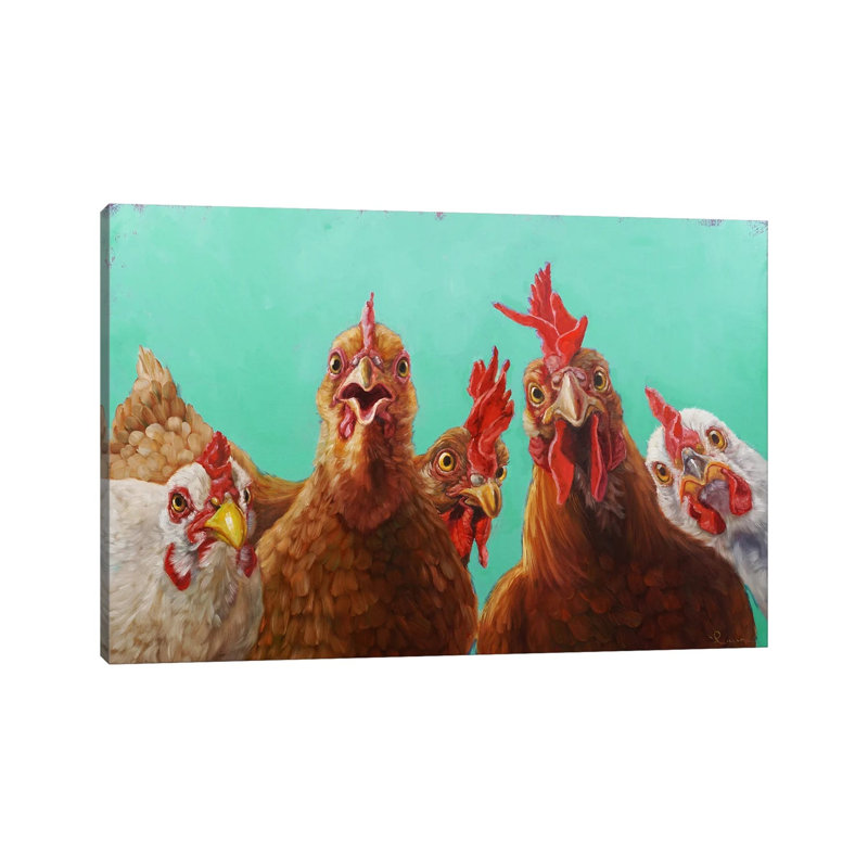 Poulet pour le dîner - bleu sarcelle, 6 pièces, Toile tendue, H 12 po x l 18 po