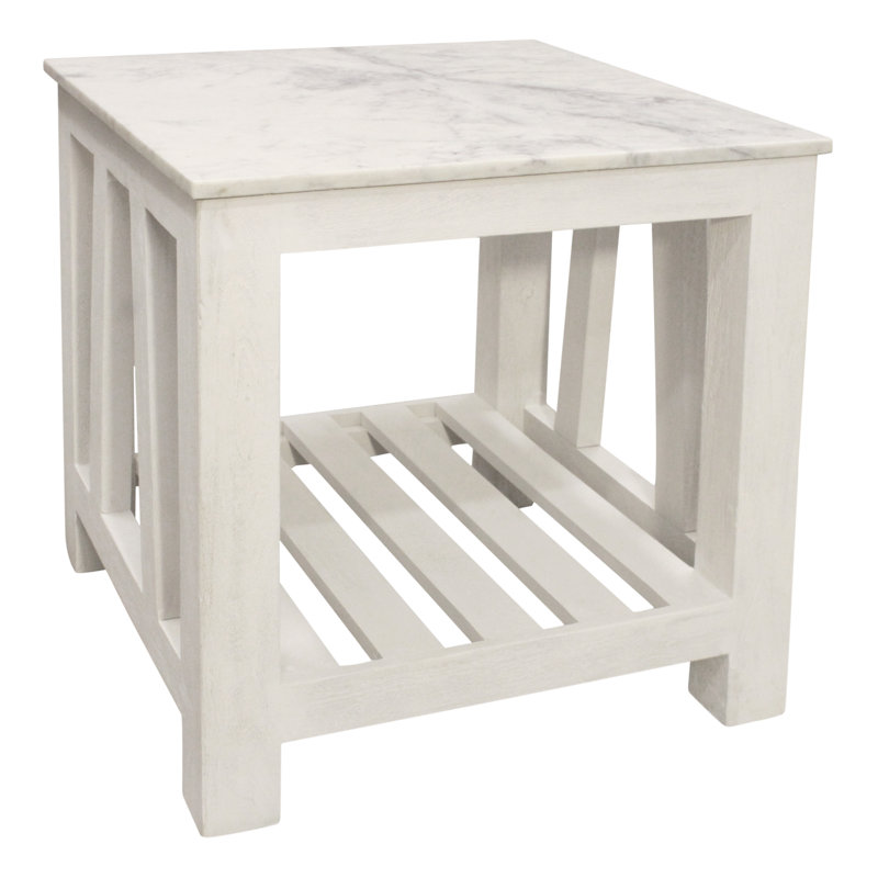 Table de bout en marbre blanc Bellamy