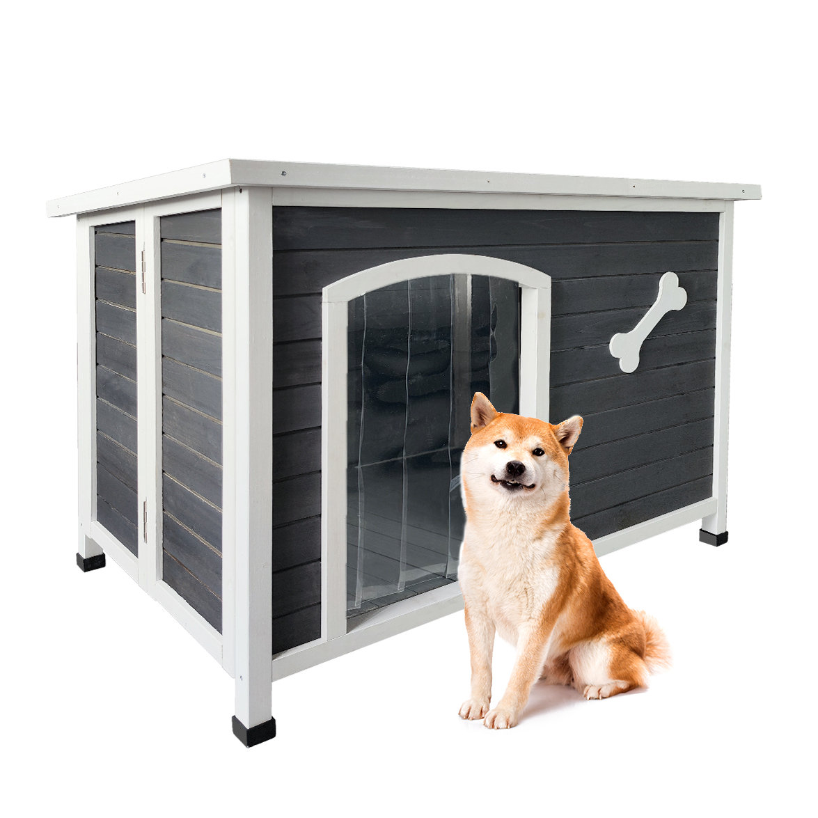 Tucker Murphy Pet™ Large Wooden Dog House, Outdoor Waterproof Dog Cage ...