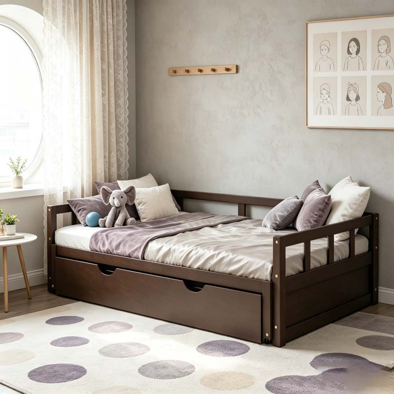 Extending Daybed with Trundle, Wooden Daybed, Espresso