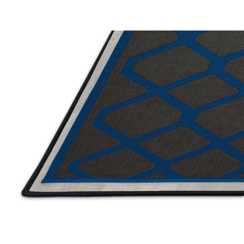 Tapis noir en treillis lavable à la machine, Rectangle 6 pi x 9 pi