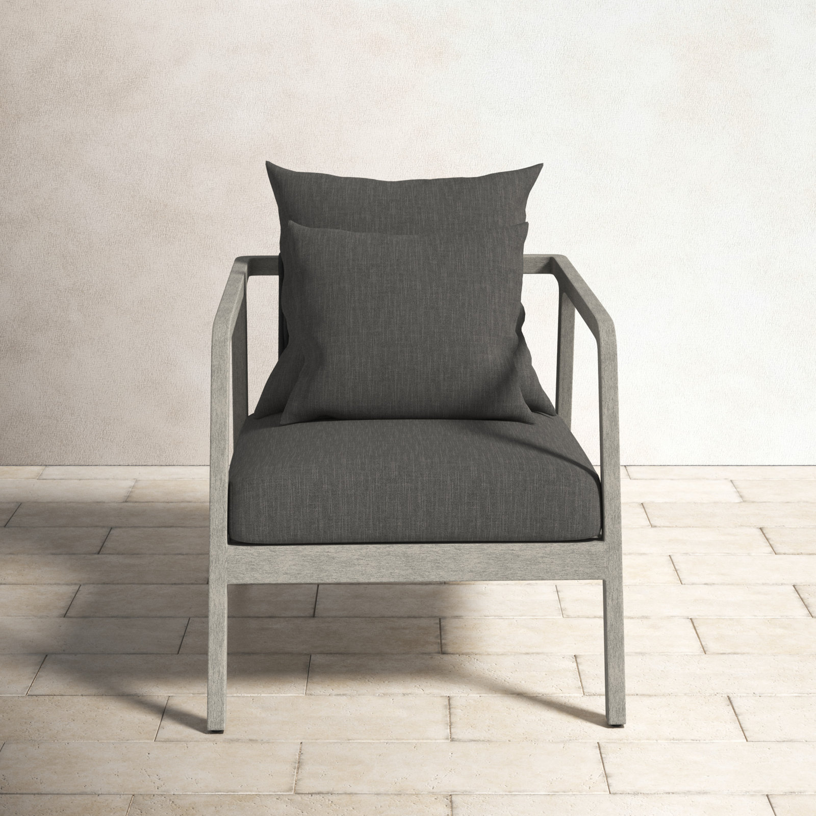 Layne Teak Outdoor Lounge Chair, Charcoal, Gray
