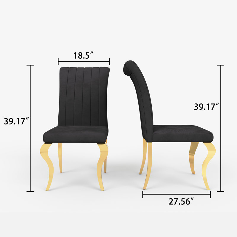 Meritza Tufted Velvet Upholstered Dining Chair , Gold, Black