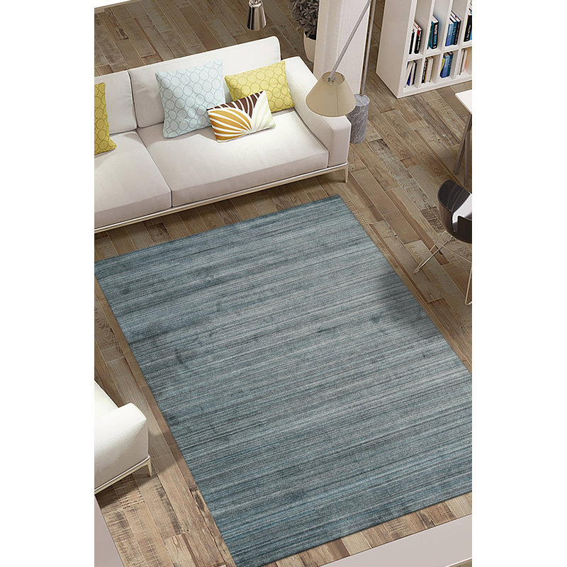 Tapis transitionnel vert en laine fabriqué à la main Newbrook, Rectangle de 10 pi x 14 pi