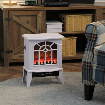 Poêle électrique autoportant 18 po avec flamme réaliste Homcom de 18 po Homcom de Homcom, chaleur réglable de 750 W / 1 500 W, protection contre la surchauffe pour un espace de 161 à 323 pieds carrés, assemblage requis