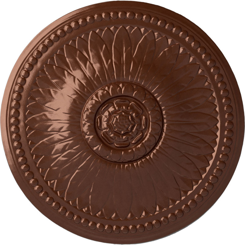 Endurathane Pompeii Ceiling Medallion, 18 7/8"OD x 1 1/2"P (Fits Canopies up to 2"), Hand-Painted Flash Copper Finish
