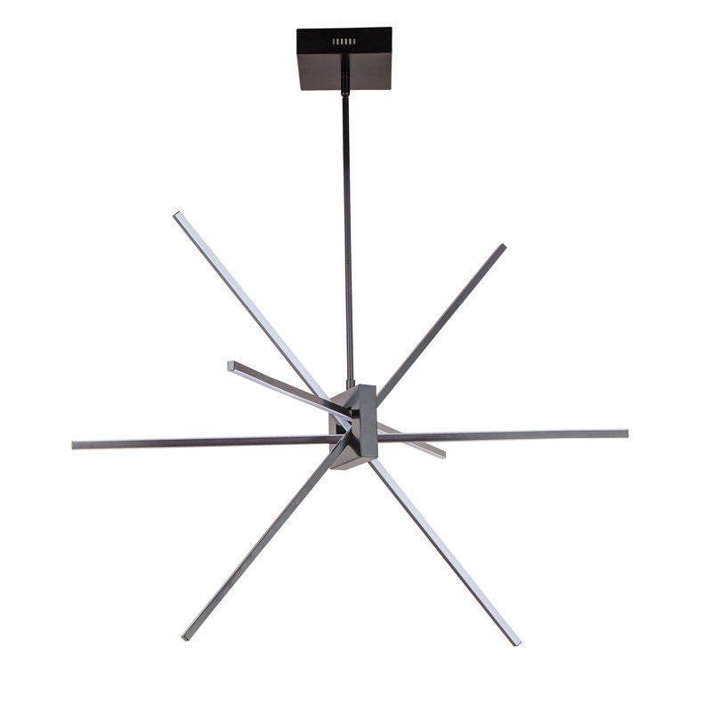 Summit Light Sputnik Modern Linear LED Chandelier, Matte Black, 21" H x 30" W x 21" D