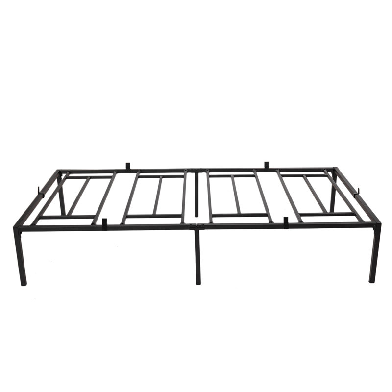 Base de lit plateforme en métal de 14 po de hauteur avec support en lattes d'acier, Simple