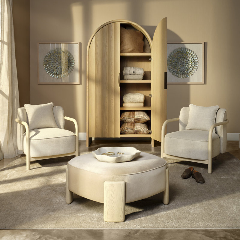 Fauteuil lounge Tether, chêne clair, Chêne pâle