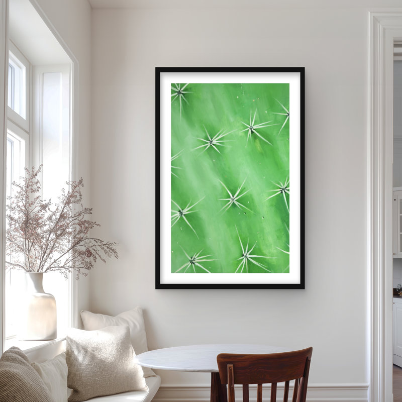 Gros plan de cactus - reproduction encadrée mat pour décoration de chambre à coucher