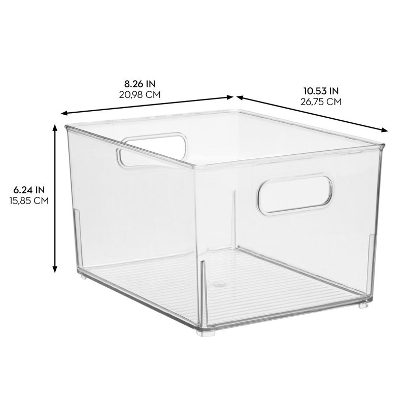 Small Stackable Plastic Bathroom Storage Bin with Handles - Organizer Bin for Bathroom Countertop or Vanity