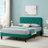 Full Platform Bed Frame with Velvet Upholstered Headboard and Wooden Slats Support, Mattress Foundation/No Box Spring Needed-950660879-950660876