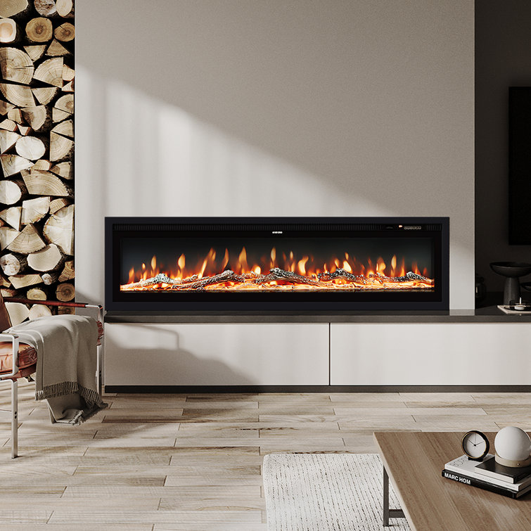 Ketilfrith Electric Fireplace with Remote Included, 12 Flame Colours, and 1800W