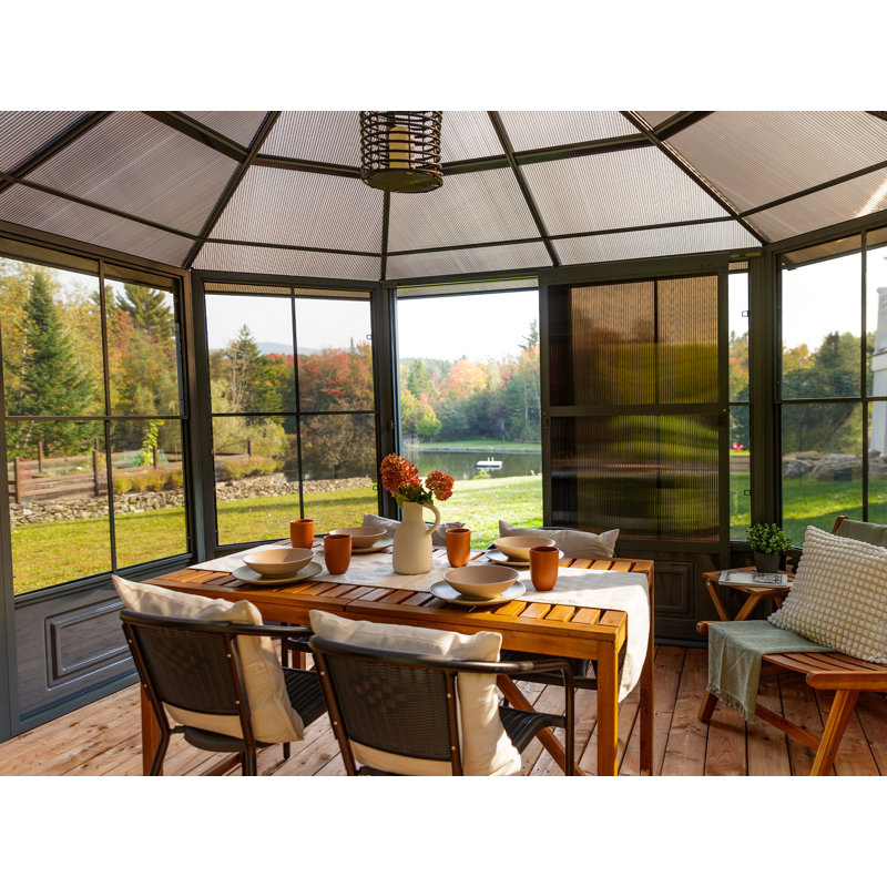 Gazebo Penguin Florence Solarium 12 Ft X 12 Ft Polycarbonate Roof - Sand, Beige, 12 Ft. W x 12 Ft. D