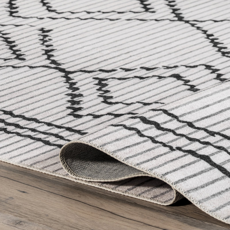 Leo SpinClean Geometric Striped Machine Washable Area Rug, Rectangle 4' x 6'