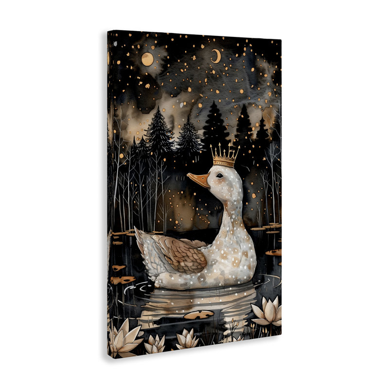 «Regal Duck at Night», art mural sur toile par The Dutch Lady, H 24 po x l 16 po