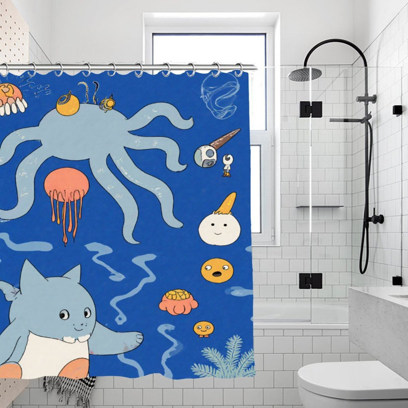 Rideaux de douche Playful Underwater Creatures, 71 × 71
