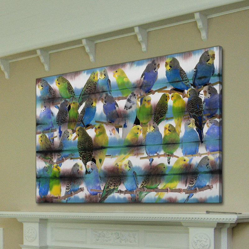 « parakeets » par parvez taj,, reproduction d’art sur toile tendue, 30 po x 45 po