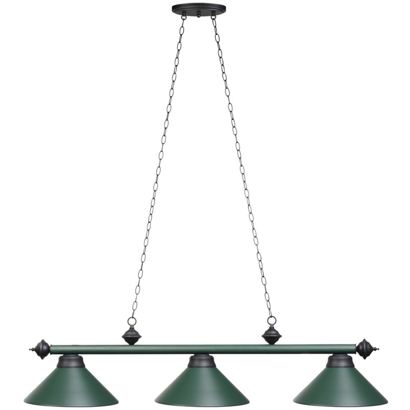 Bowdon 3 - Light Pool Table Linear Pendant, Matte Green