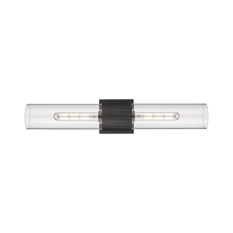 Éclairage pour meuble-lavabo mural 2 lumières 12 "Bolivar, Transparent, Noir mat