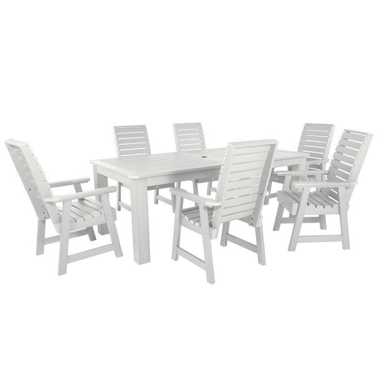 Midwest 6 - Person Patio Dining Set with Rectangular Table,  30"H x 42"W x 84"L, Rustic Red