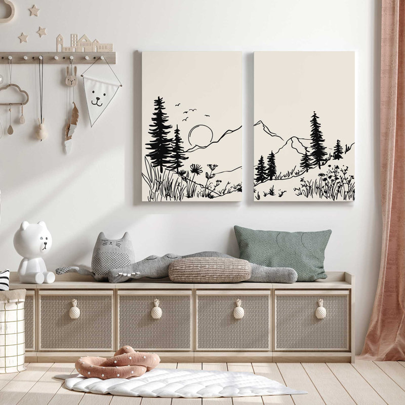 Ensemble de 2 impressions Whispering Peaks, 12 po x 8 po, Cadre flottant blanc opaque