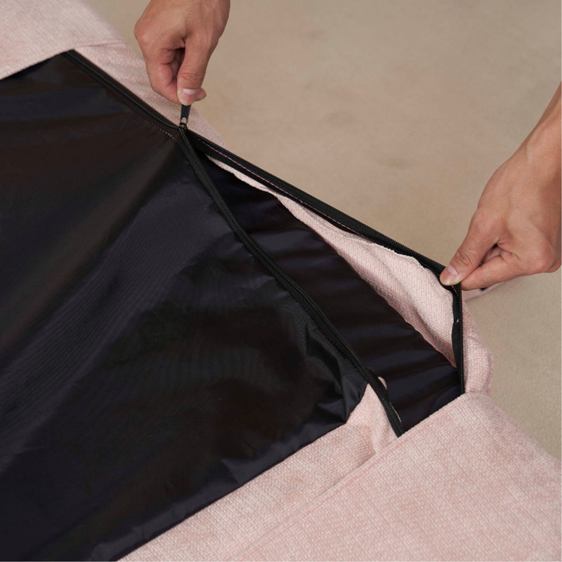 Canapé-lit convertible double escamotable, Tissu rose