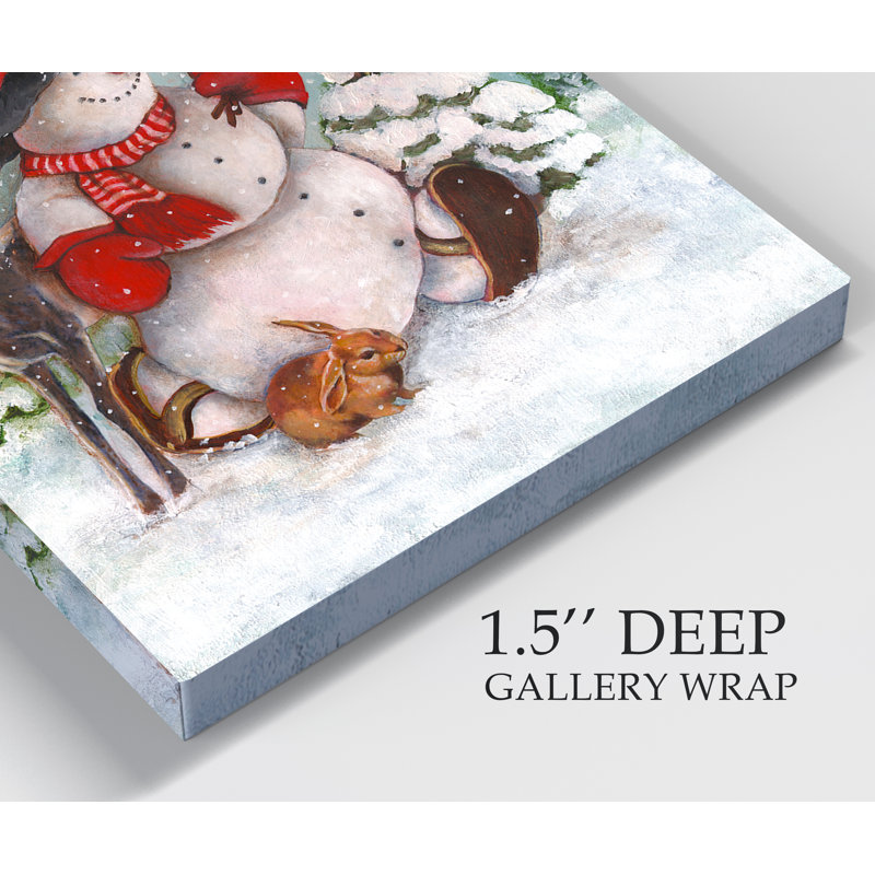 «Winter Friends» par Parvez Taj - reproduction d'art sur toile tendue, H 20 po x l 16 po x P 1 po