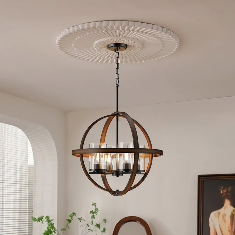 4 - Light Globe Chandelier With Glass Shade