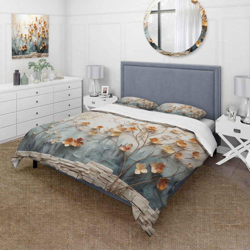 Ensemble de housse de couette en érable gris pêche Whispering Maple I Bedding