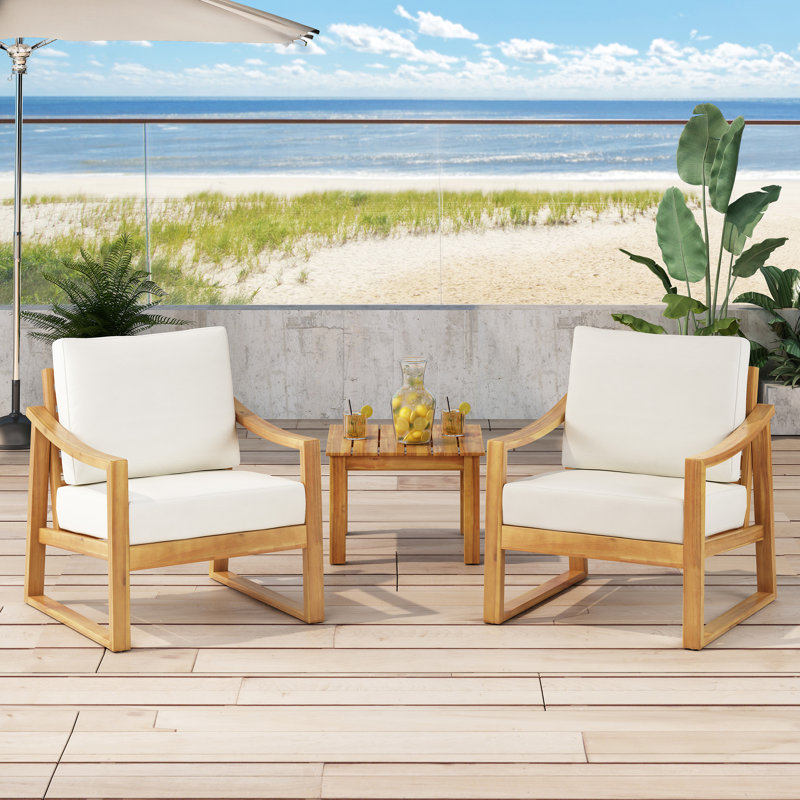 Acacia Outdoor Lounge Chair, Teak, Beige
