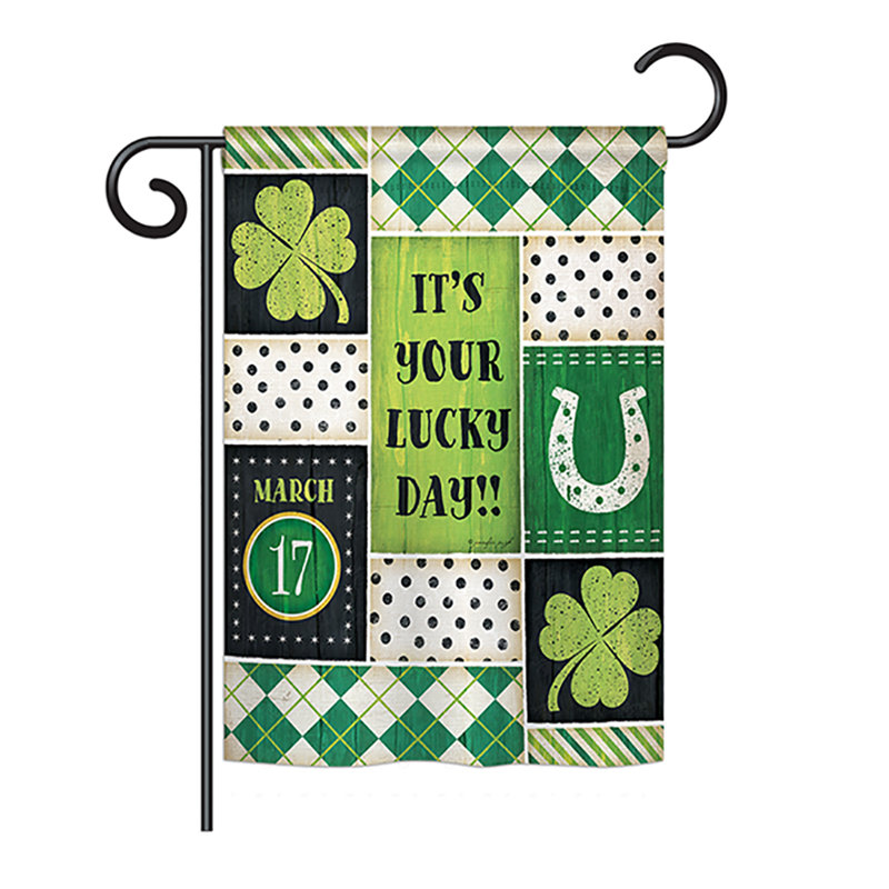 18,5 x 13 po en polyester de la saint-valentin de la saint-patrick drapeau de jardin, Oui