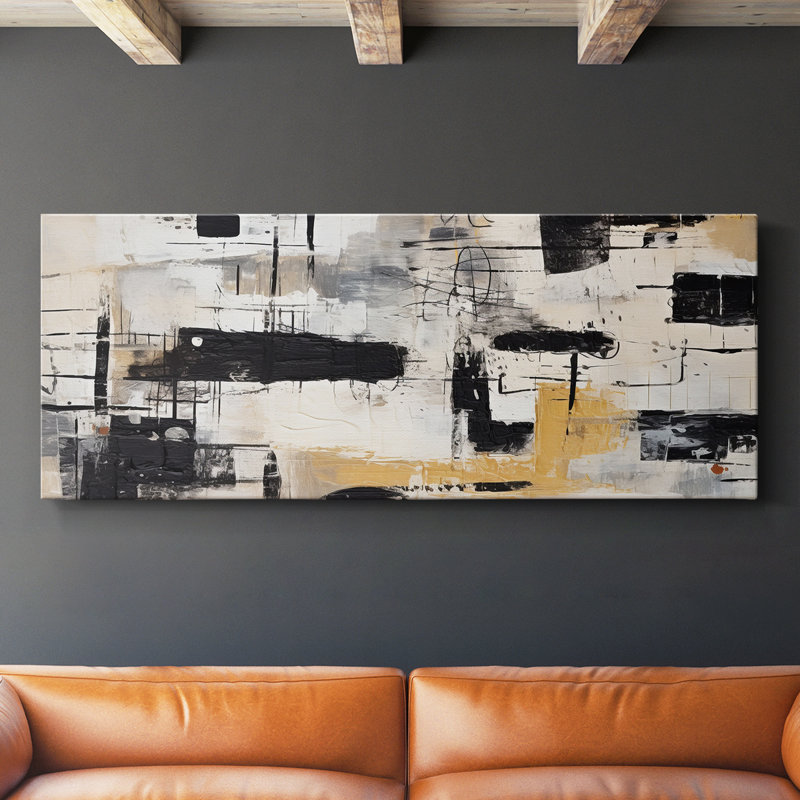 Toile tendue avec châssis abstrait # 4, H 12 po x l 30 po