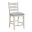 Chaises à hauteur de comptoir de 2 avec design blanc antique, siège gris confortable, dossier, structure en bois, pour îlot de cuisine, finition à assembler, salle à manger,