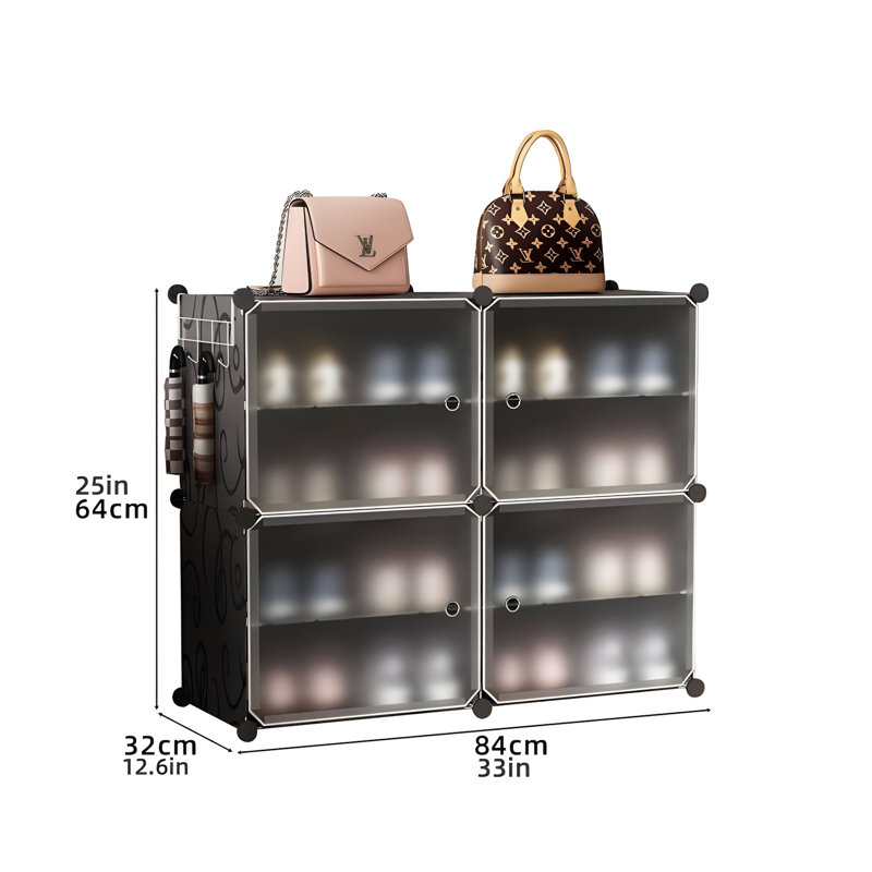 Armoire à chaussures multifonctionnelle à 2 colonnes et 4 étages avec portes à l'épreuve de la poussière pour le rangement des dortoirs / vestibules