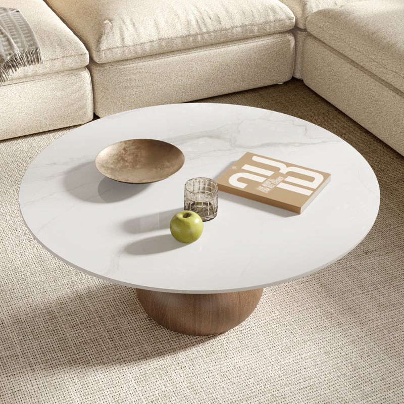 Table basse Jackline Living Mid-Century, Noyer pierre foncée brillant, H 18,23 po x L 31,49 po x l 31,49 po