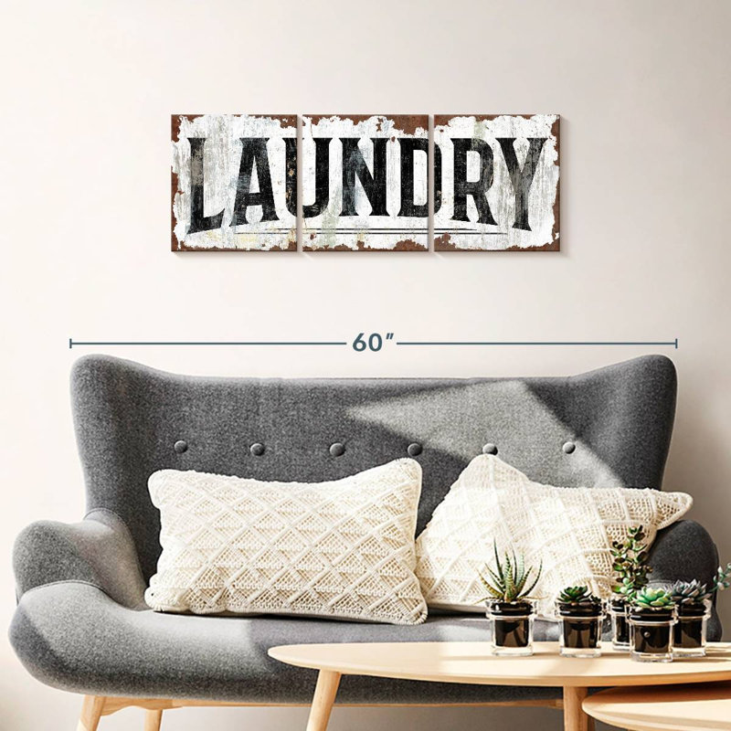 Plaque de buanderie rouillée 3 pièces, H 12 po x l 38 po x P 1,25 po