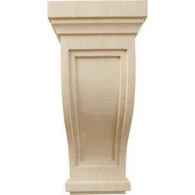 7 1/2"W x 8"D x 17"H Traditional Recessed Corbel, Rubberwood (2-Pack)