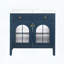 Meuble-lavabo Mid-Century avec capteur de mouvement et verre à motif, bleu-948505103