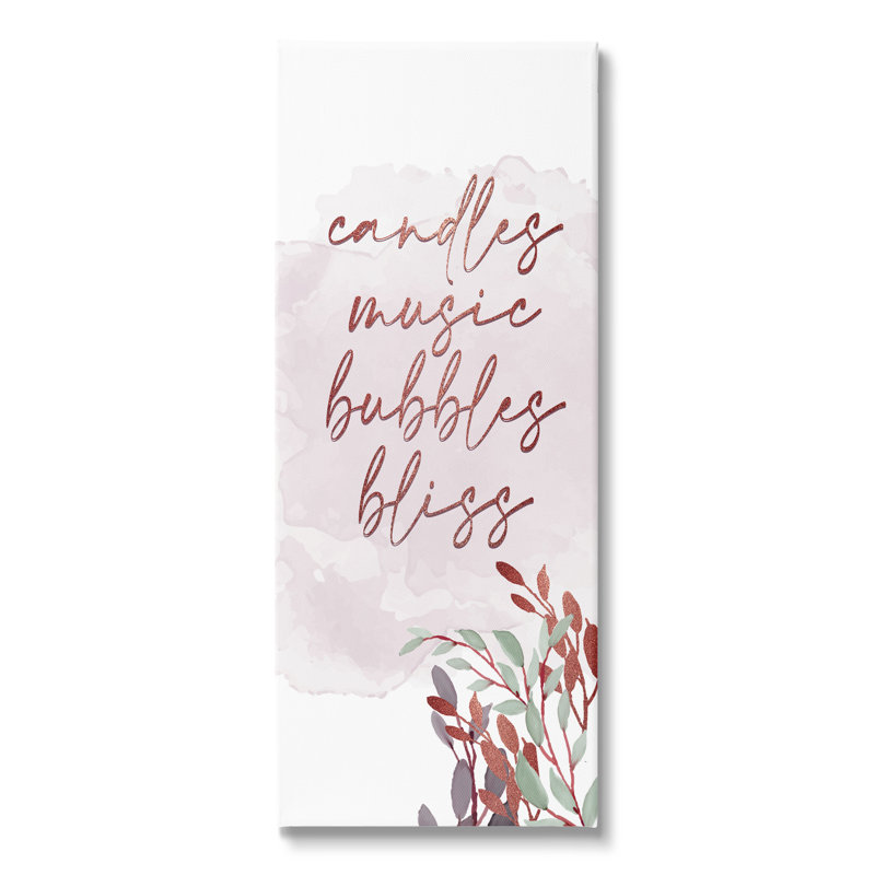 Mots de salle de bain roses par Kim Allen, H 24 po x l 10 po x P 1,5 po, Giclée encadrée noir minuit