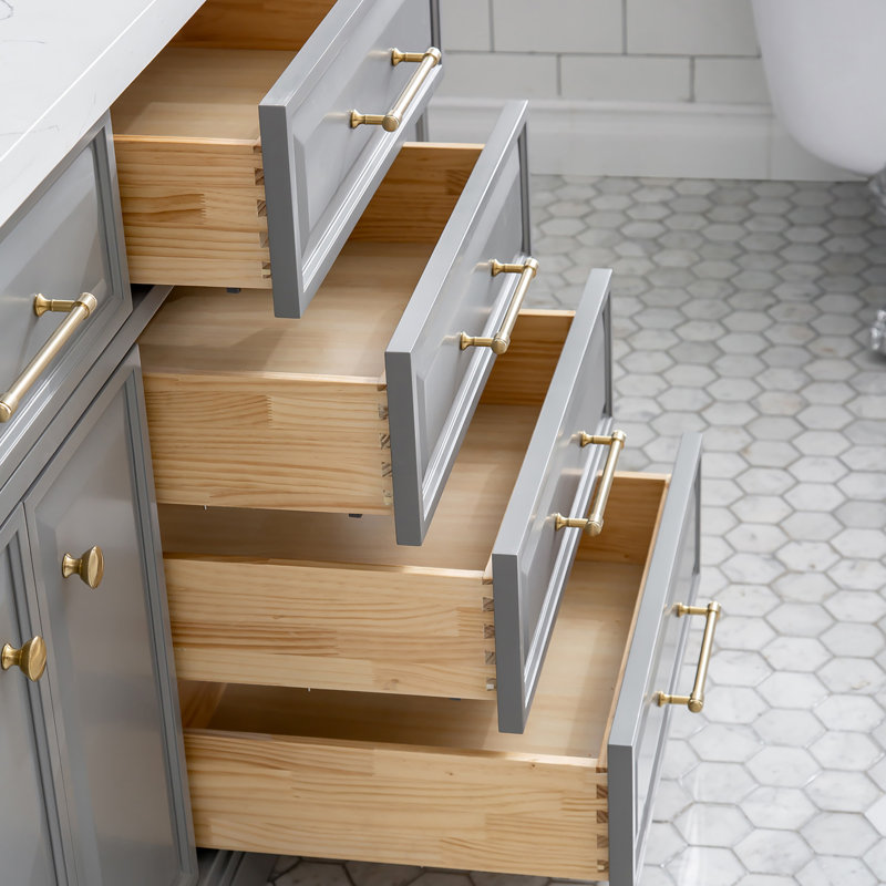 Palace 72'' W Double Vanity, Cashmere Gray, Satin Brass