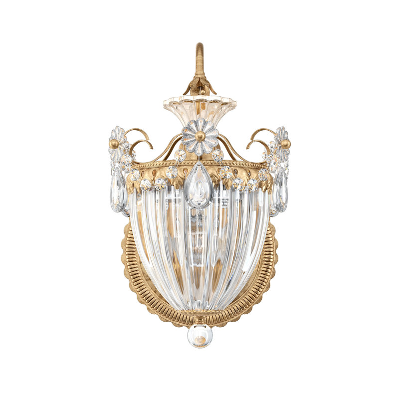 Bagatelle Armed Sconce, Clear Crystals from Swarovski, French Gold