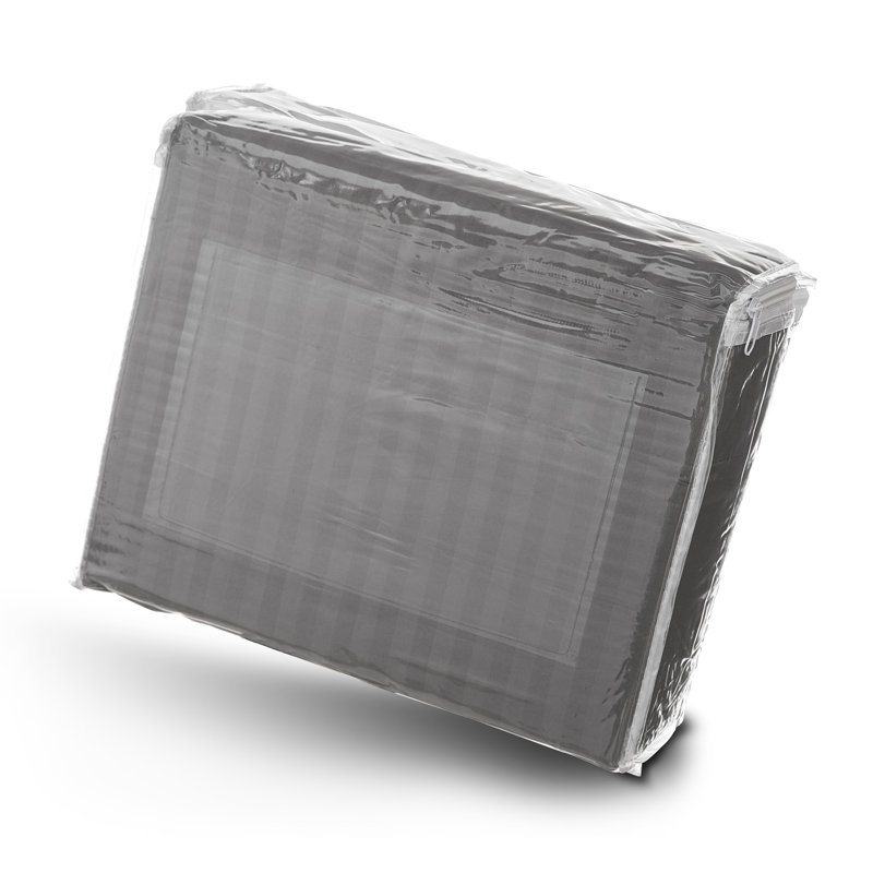 100% Cotton Sateen Striped Sheet Set, Queen Sheet Set + 2 Pillowcases, Silver