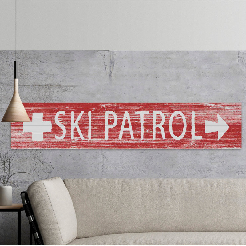 « ski patrol », art textuel sur bois