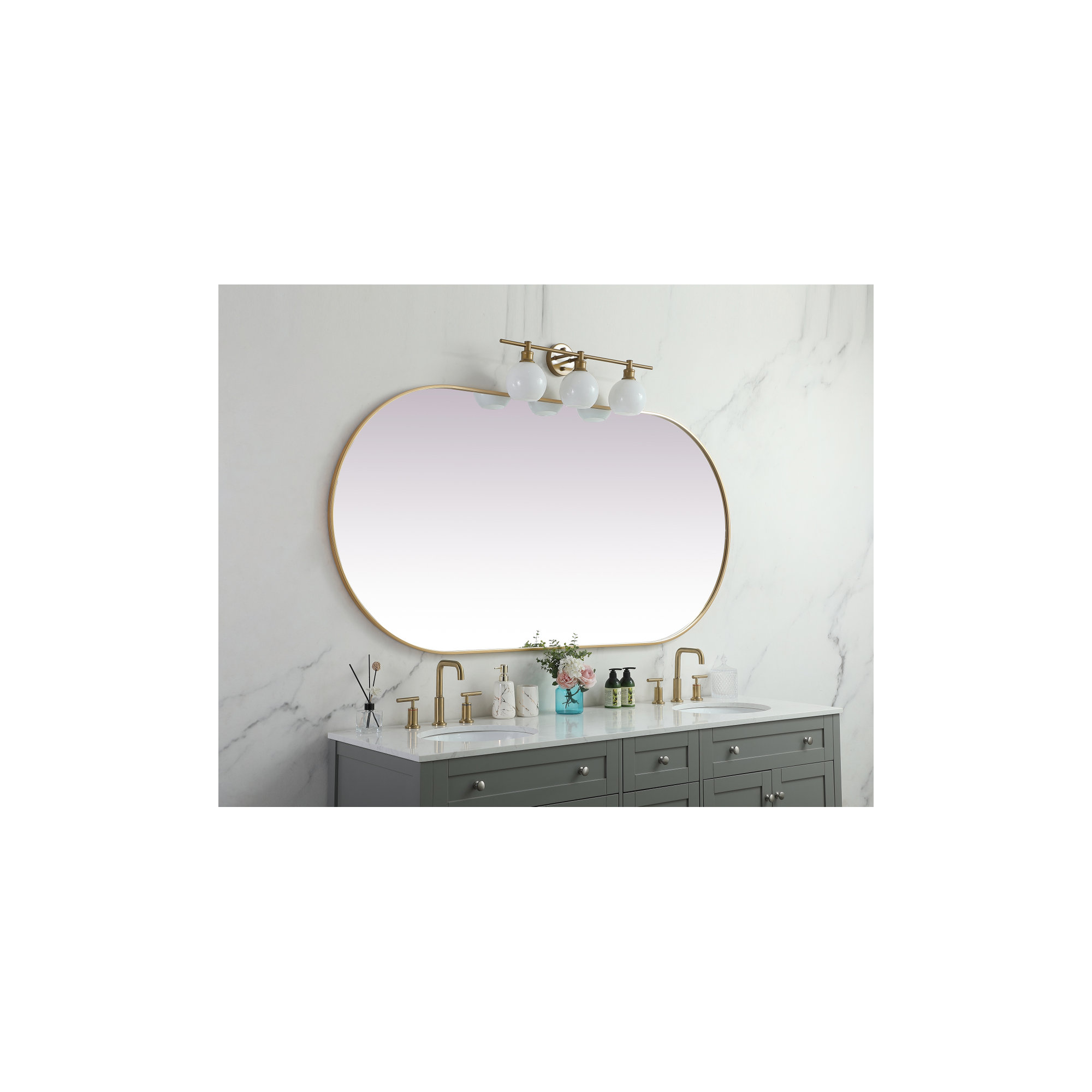 Elington Metal Oval Mirror, 72"  x 36" , Brass