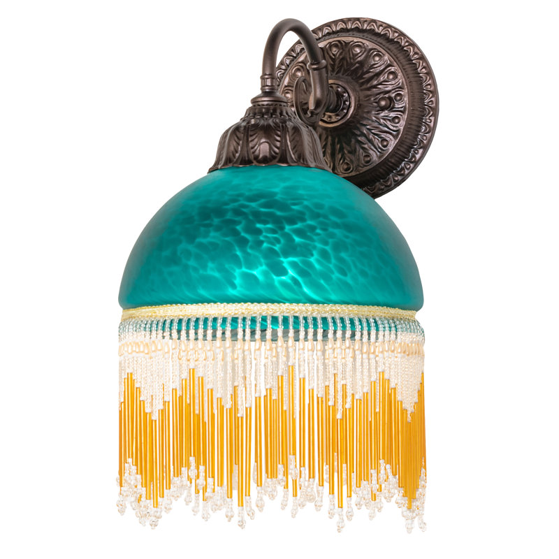 1 - Light Armed Sconce, Blue, 8" H x 8" W x 8" D
