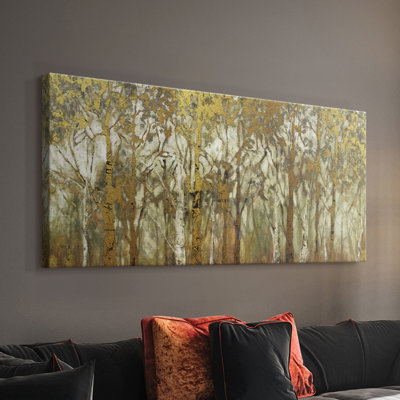 Birch Grove panoramique - toile tendue avec châssis - prête à être accrochée
