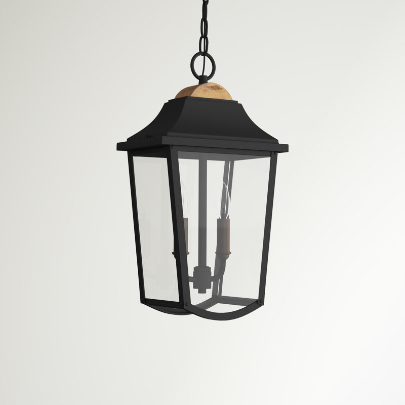 Burton Black/Distressed Copper 2 -Bulb 18.25" H Outdoor Hanging Lantern