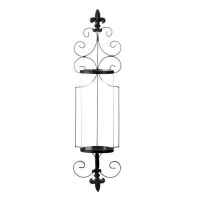 Fleur De Lis Wall Sconce | Iron Hanging Candle Holder